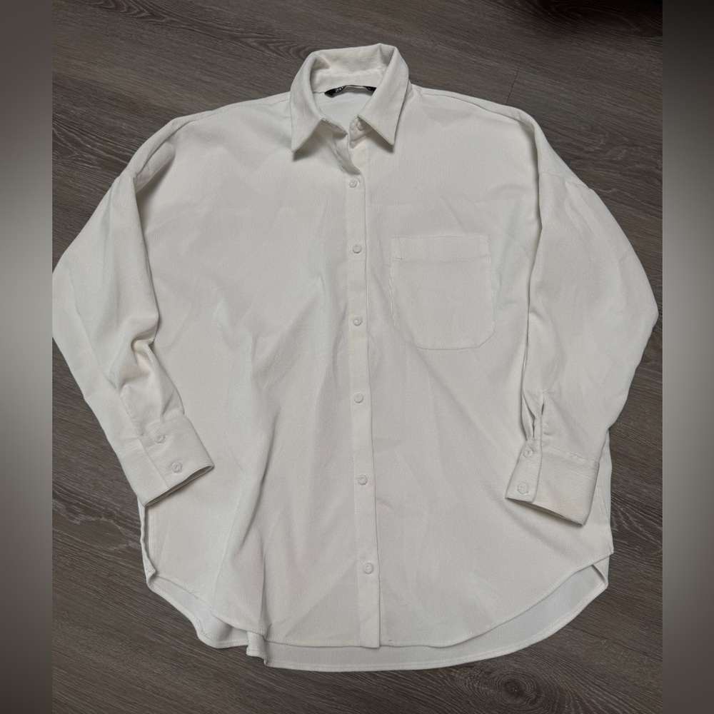 Zara Men's Oversized White Button Down Shirt